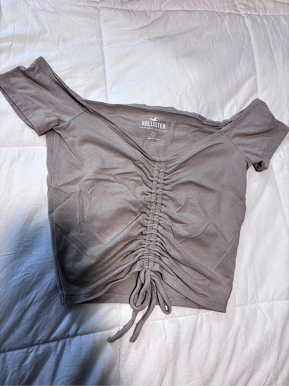 Hollister Ruched Cropped Top in Brown Like New